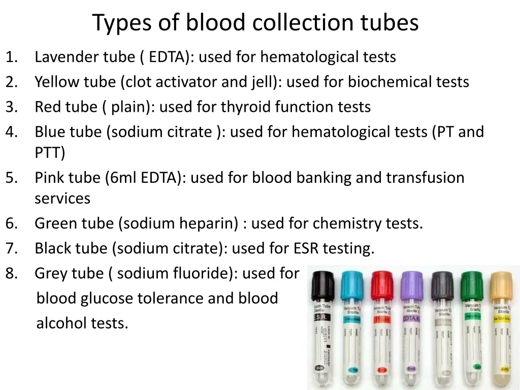 types of blood collection tubes