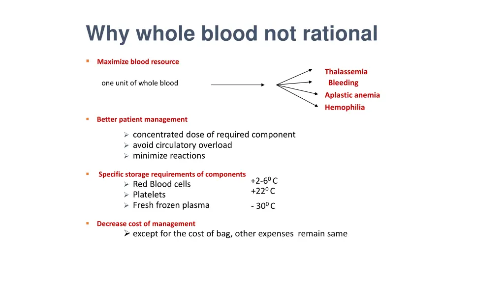 why whole blood not rational