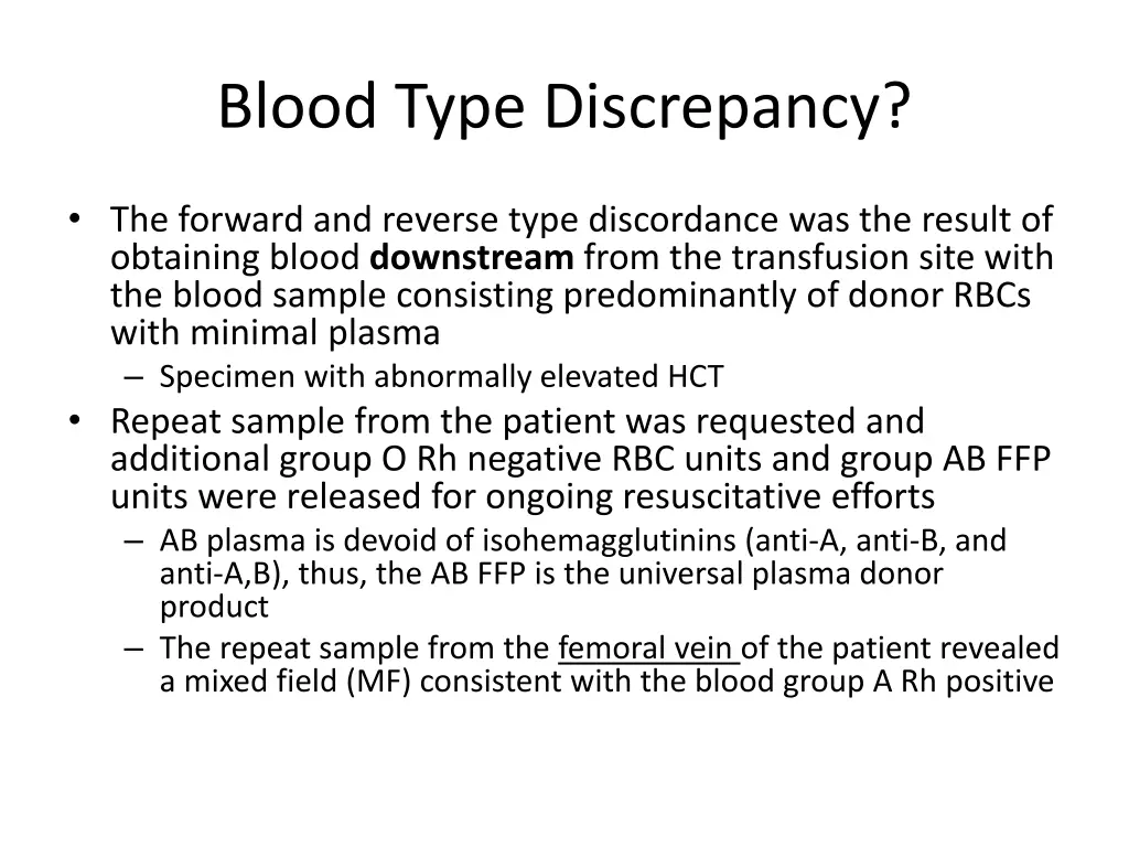 blood type discrepancy