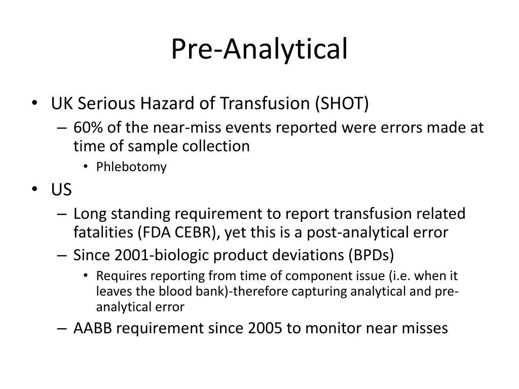 pre analytical