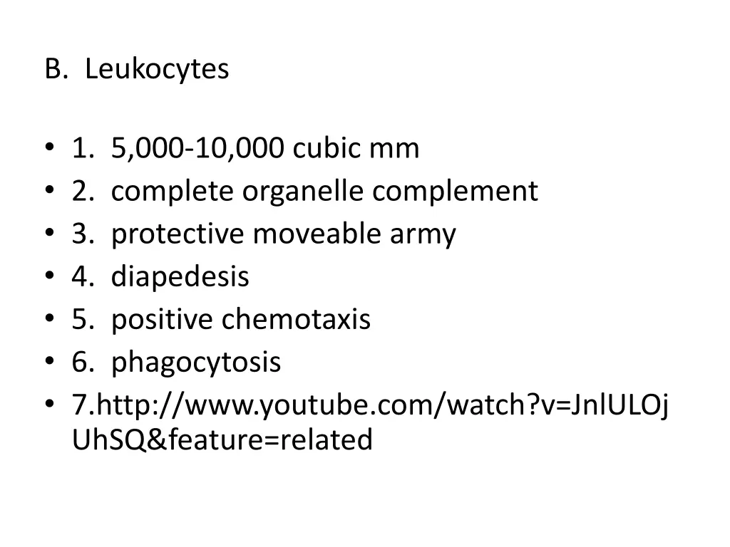 b leukocytes