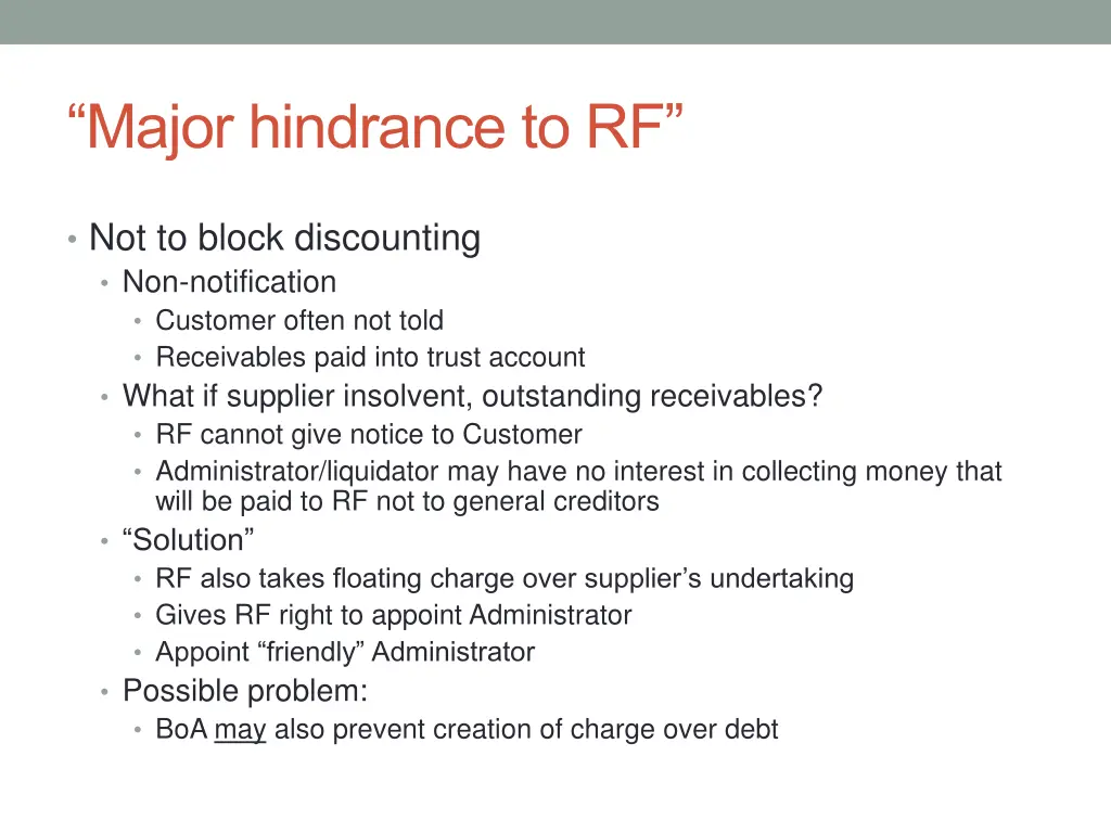 major hindrance to rf