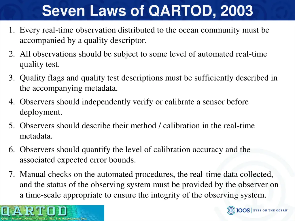 seven laws of qartod 2003