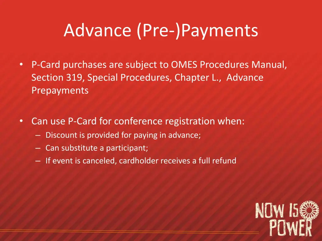 advance pre payments