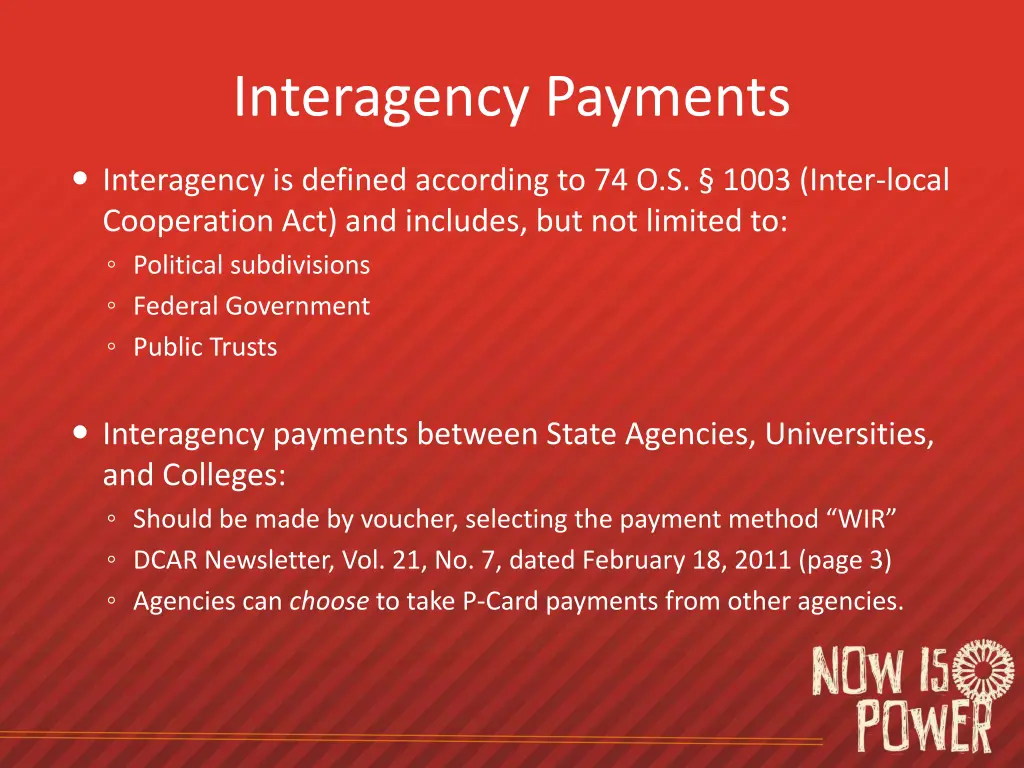 interagency payments