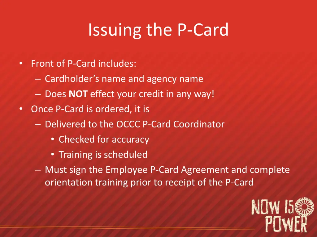 issuing the p card 1