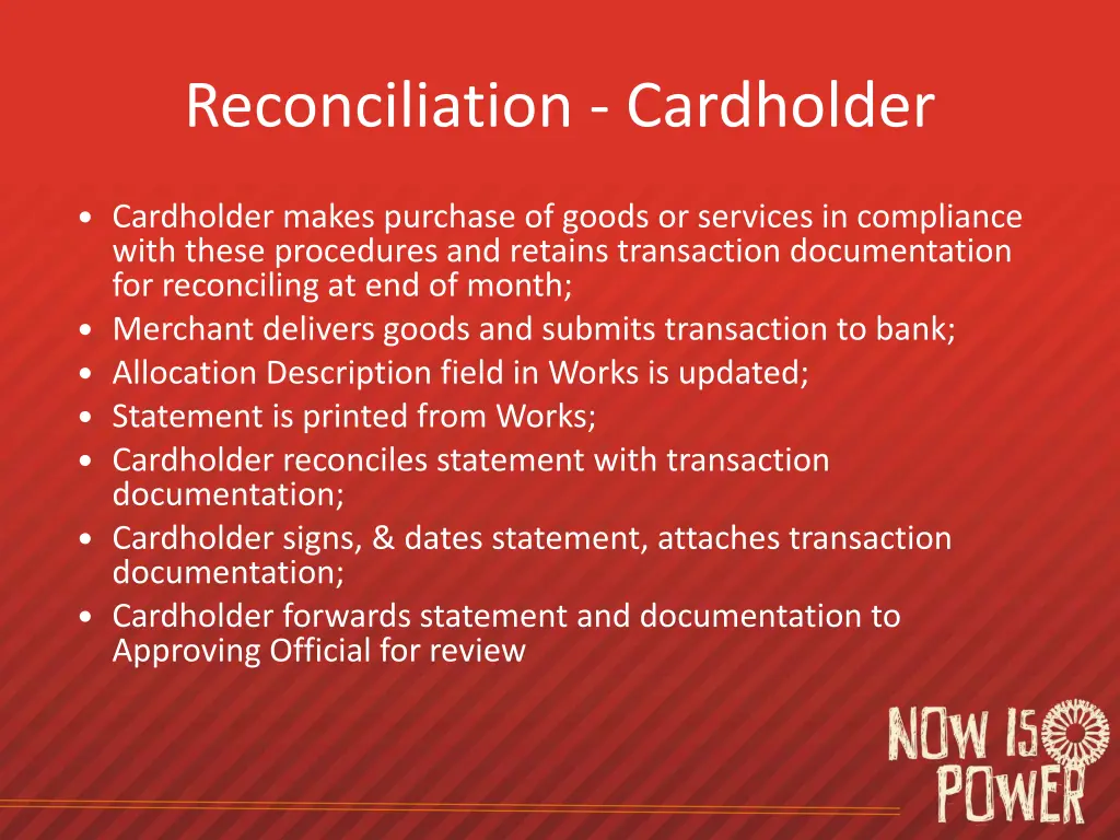 reconciliation cardholder