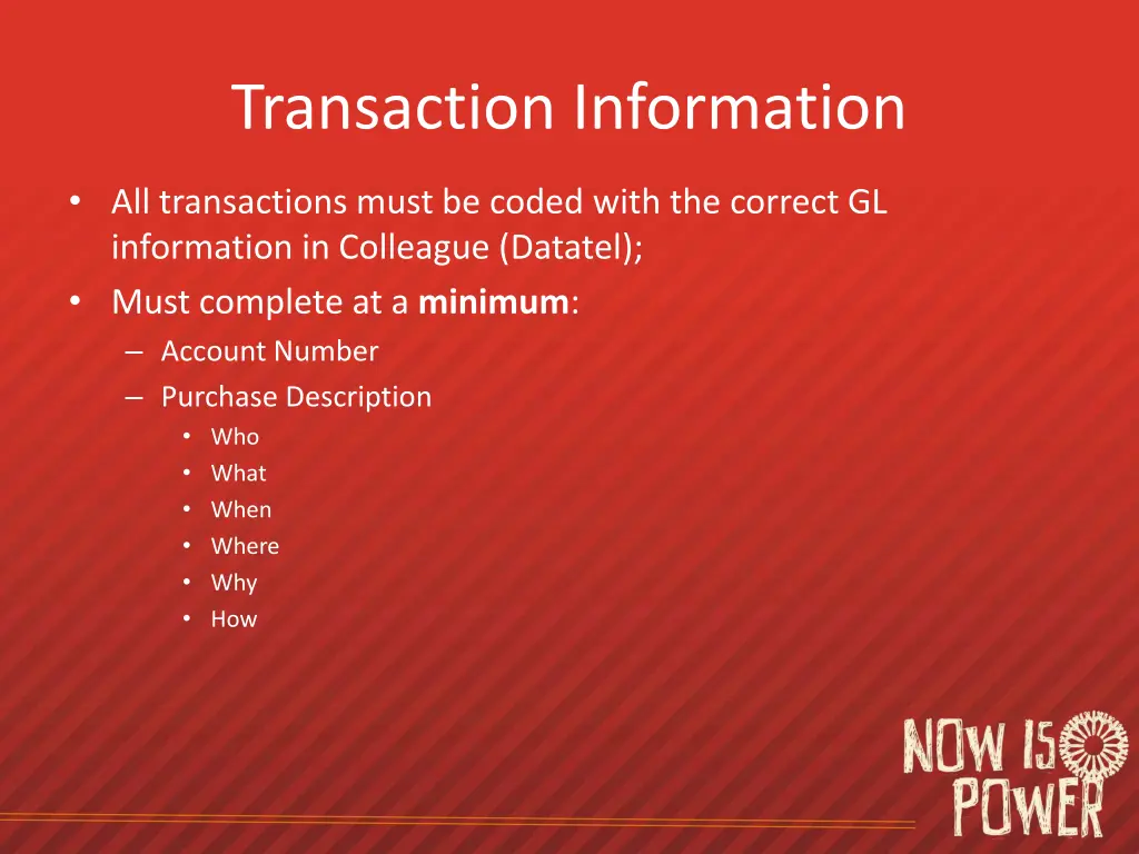 transaction information