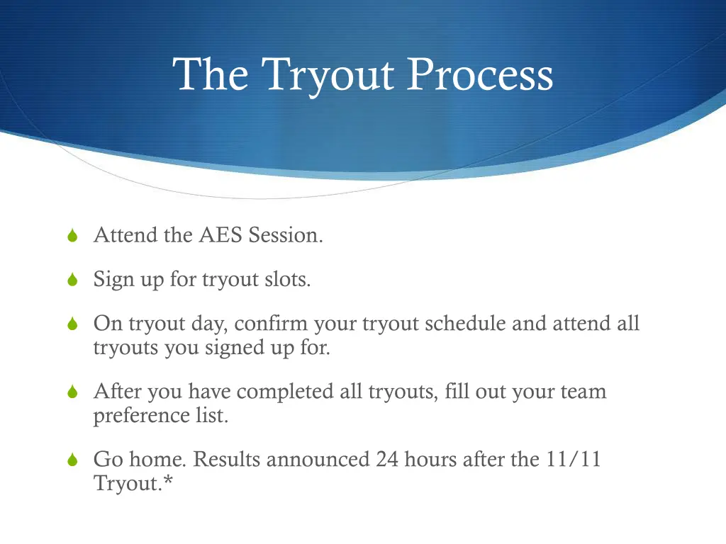 the tryout process