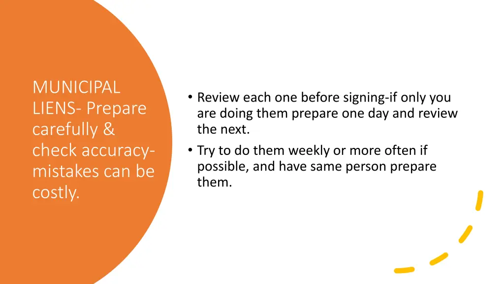 municipal liens prepare carefully check accuracy