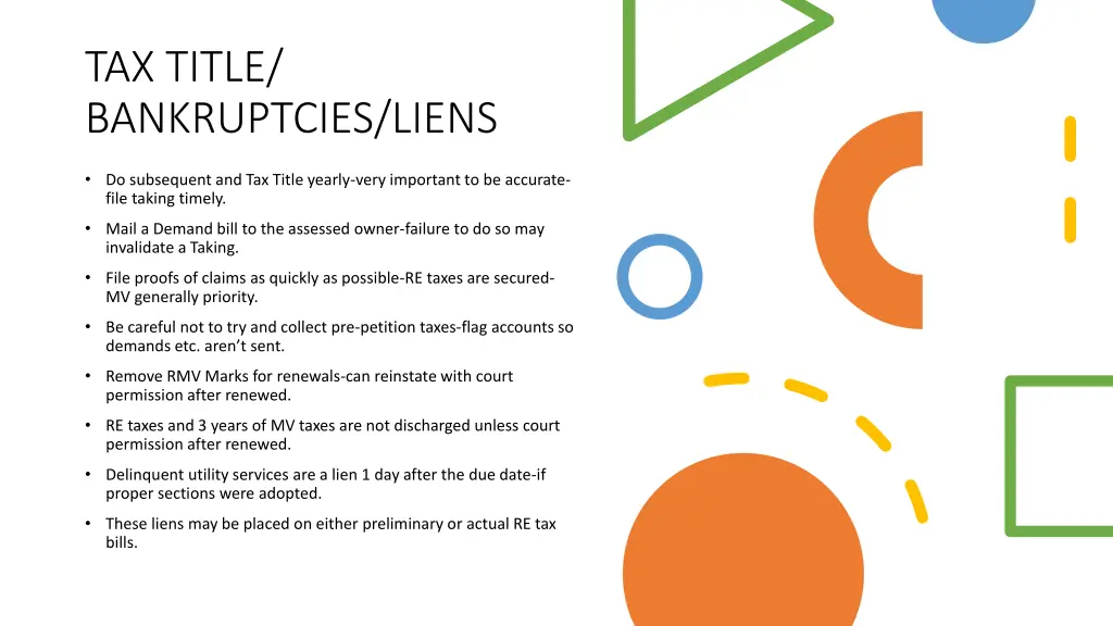 tax title bankruptcies liens