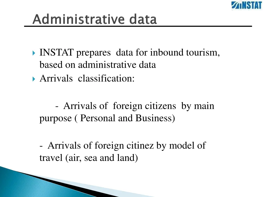 instat prepares data for inbound tourism based