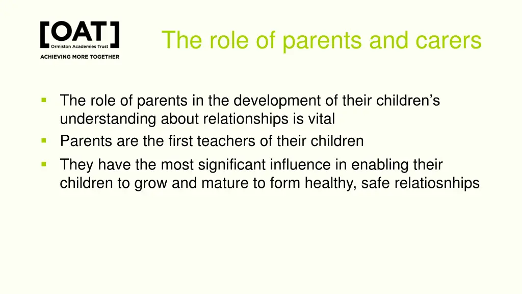 the role of parents and carers