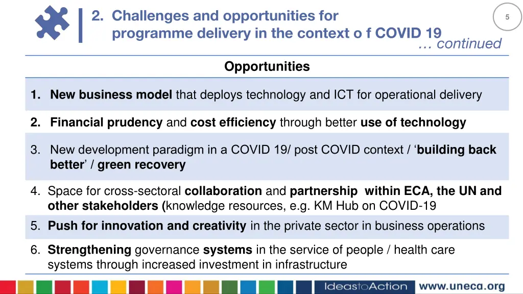 2 challenges and opportunities for programme 1