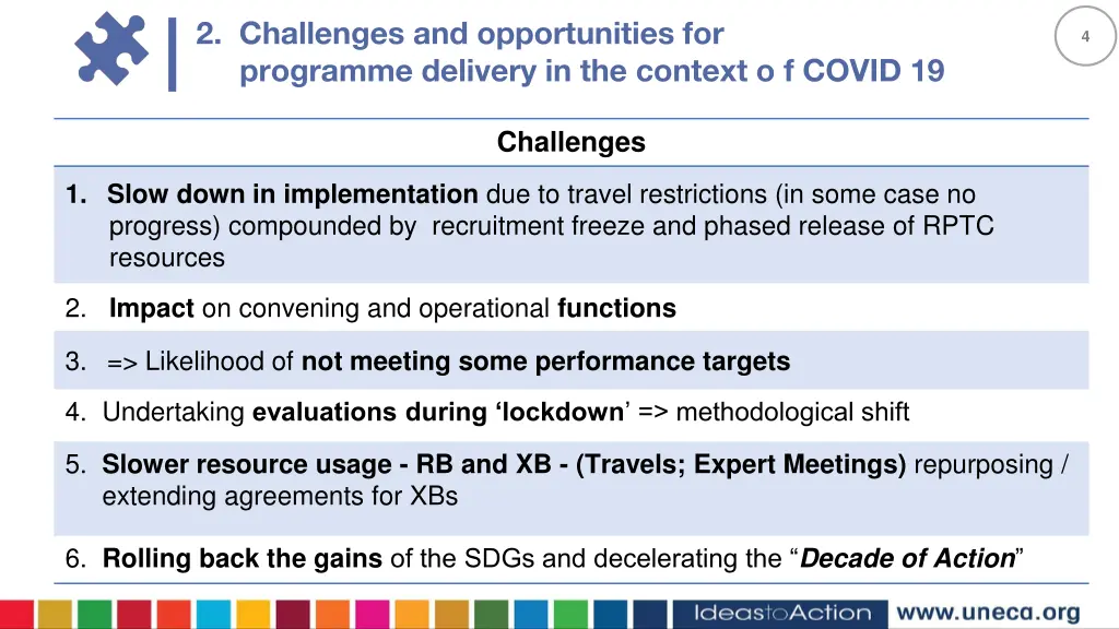 2 challenges and opportunities for programme