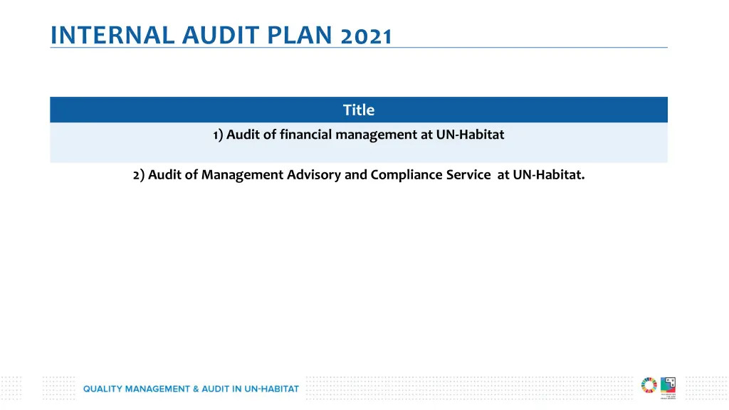 internal audit plan 2021