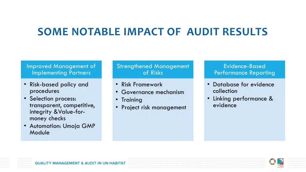 some notable impact of audit results