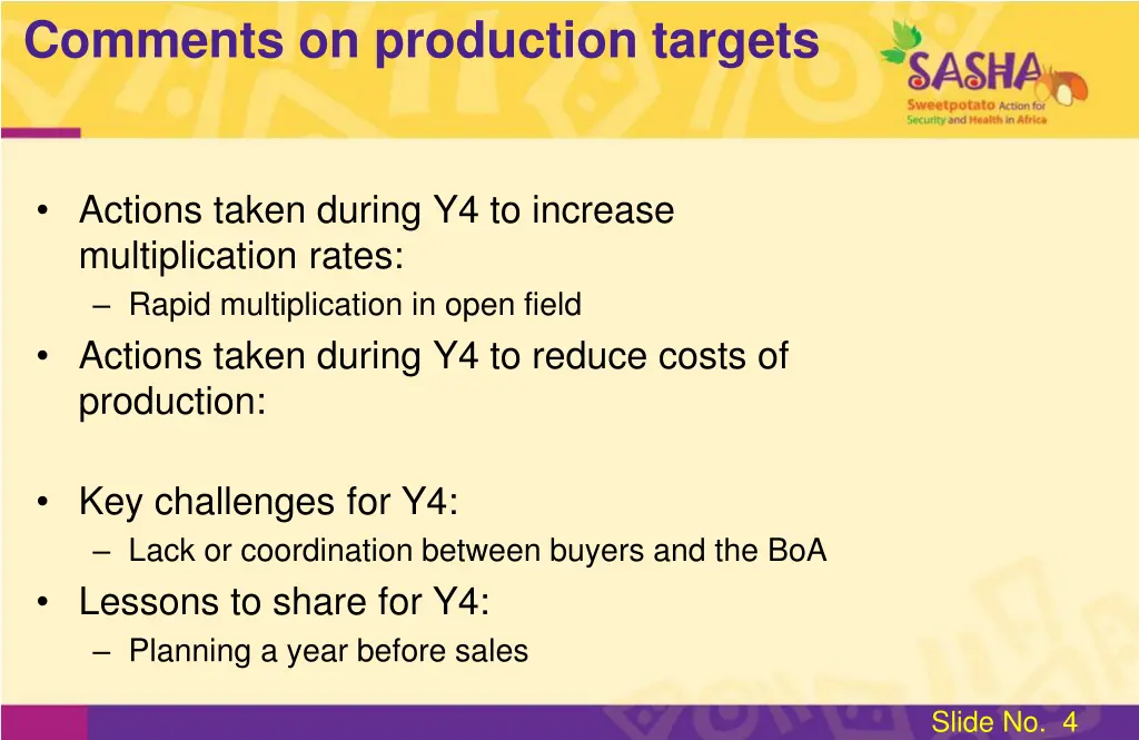 comments on production targets