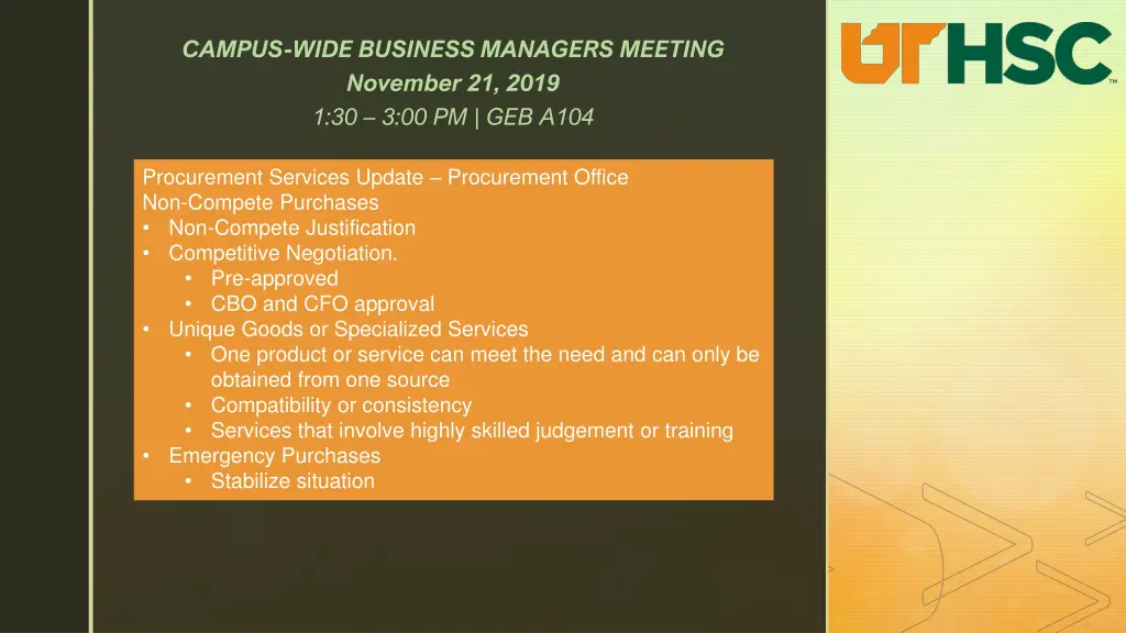 campus wide business managers meeting november 1