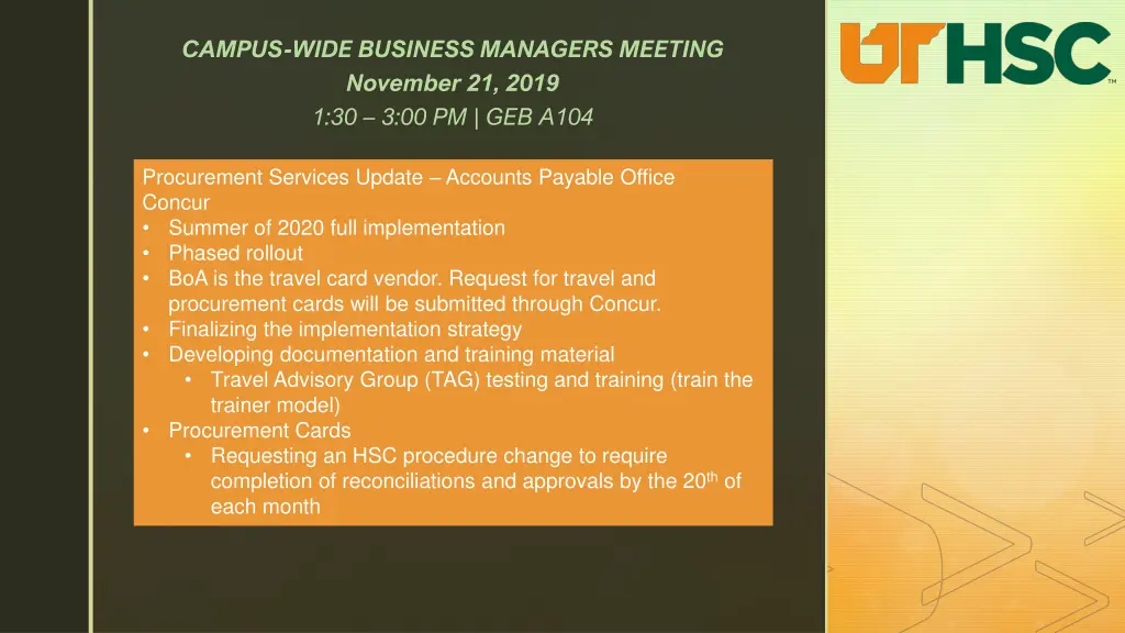 campus wide business managers meeting november 2