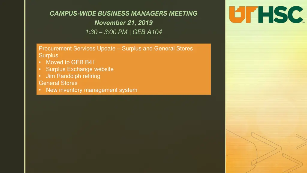 campus wide business managers meeting november 3