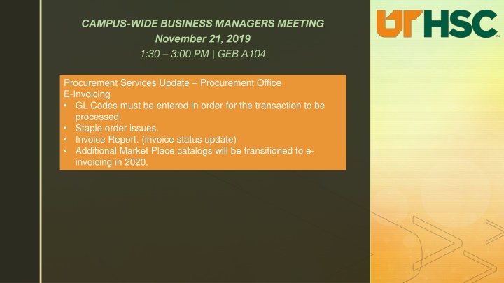 campus wide business managers meeting november