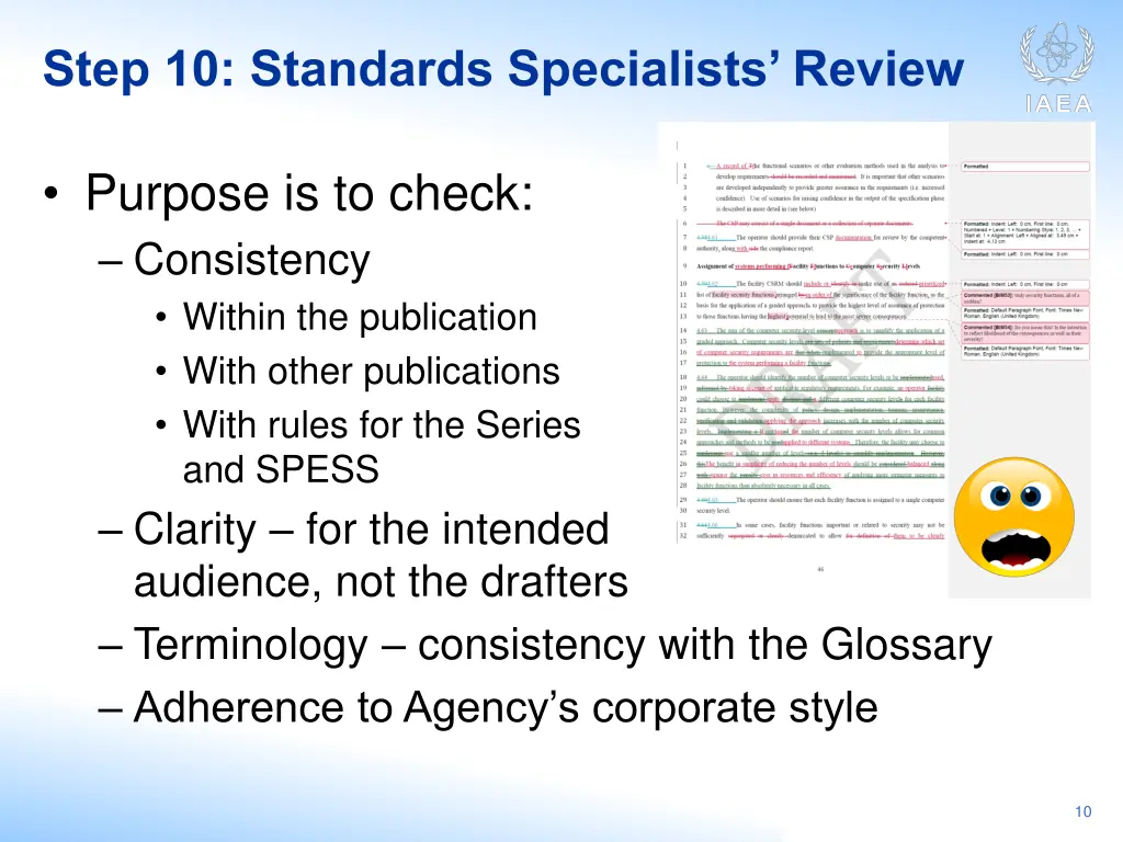 step 10 standards specialists review