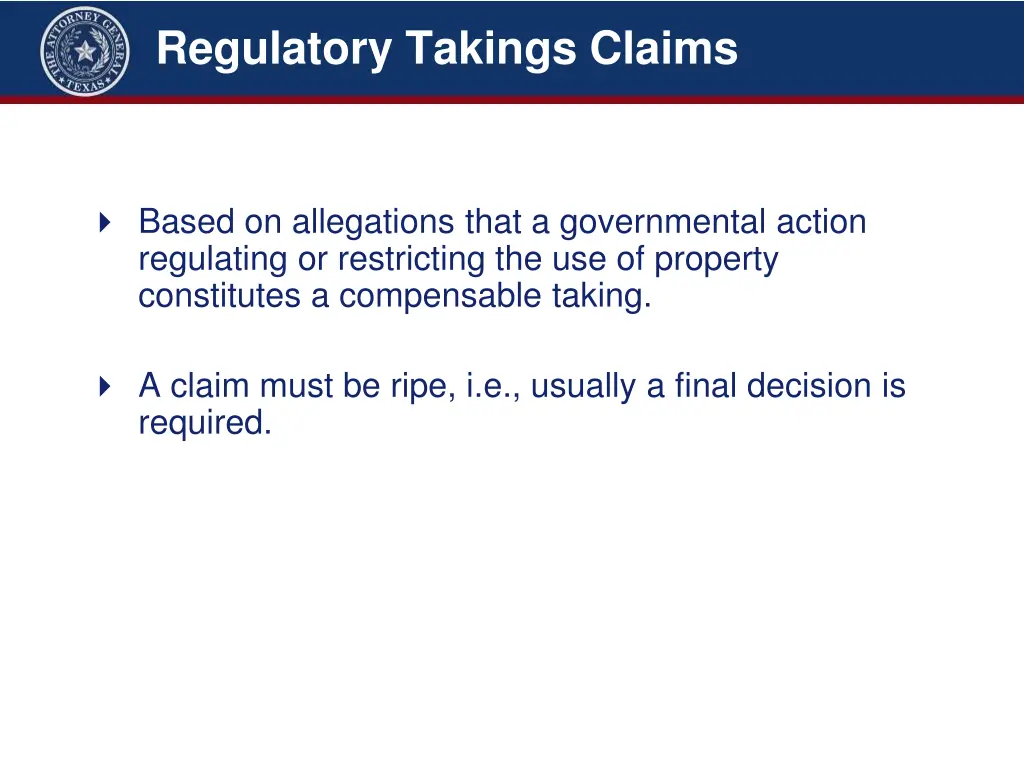 regulatory takings claims