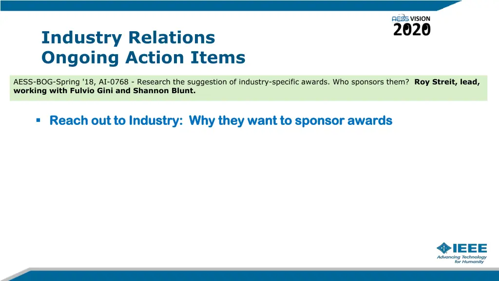 industry relations ongoing action items 12