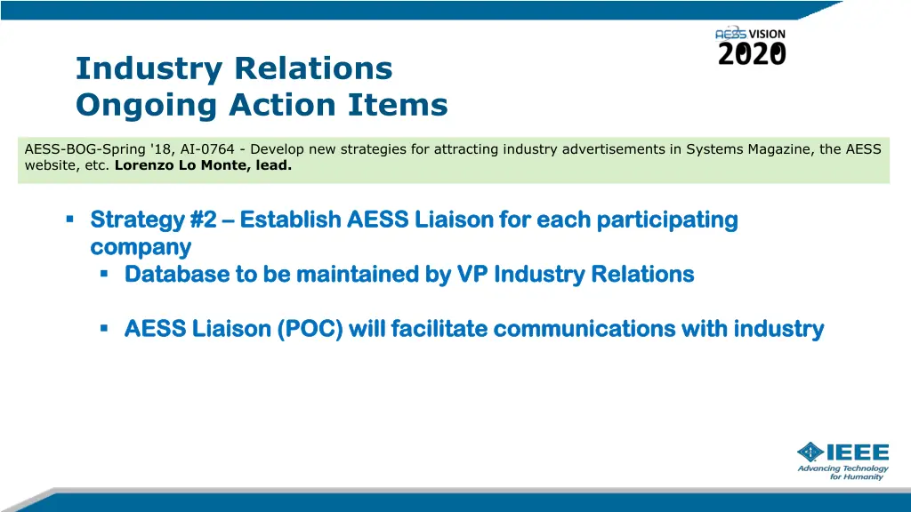 industry relations ongoing action items 4