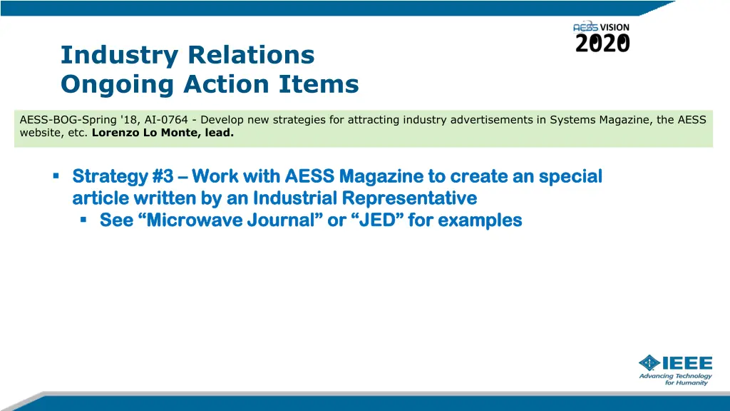 industry relations ongoing action items 5