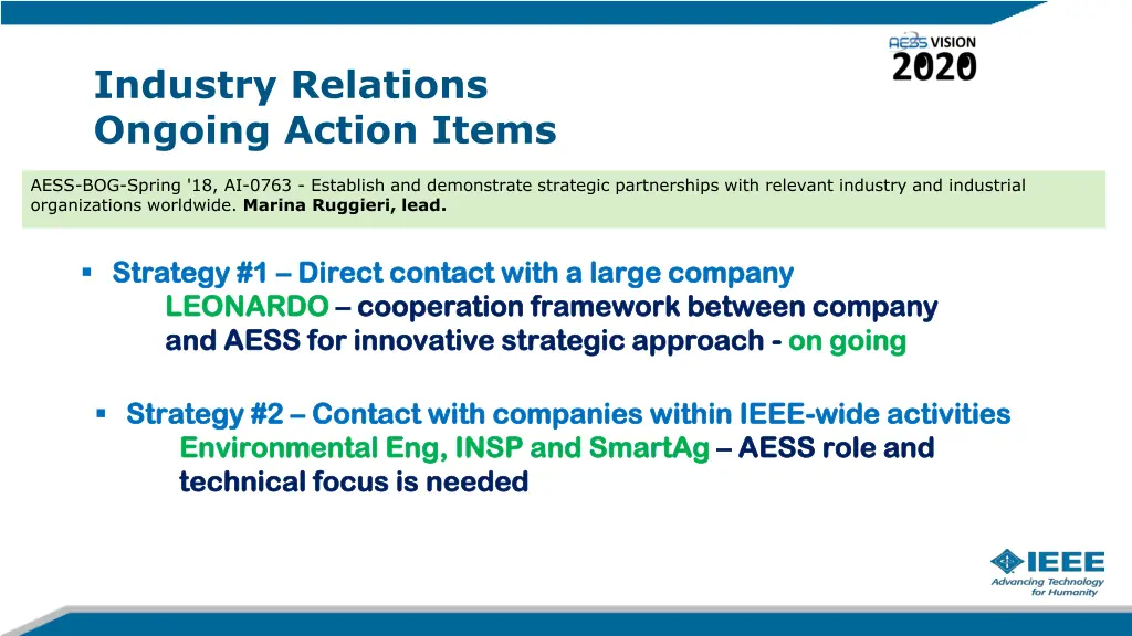 industry relations ongoing action items 6