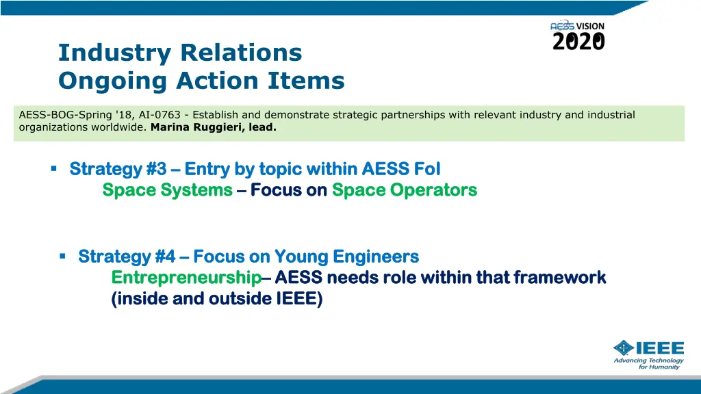 industry relations ongoing action items 7