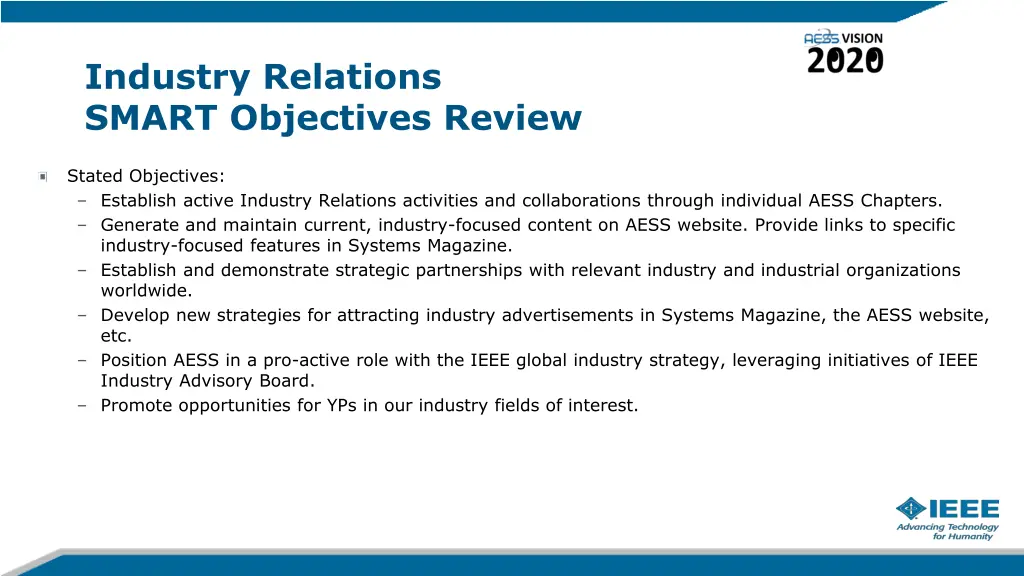 industry relations smart objectives review