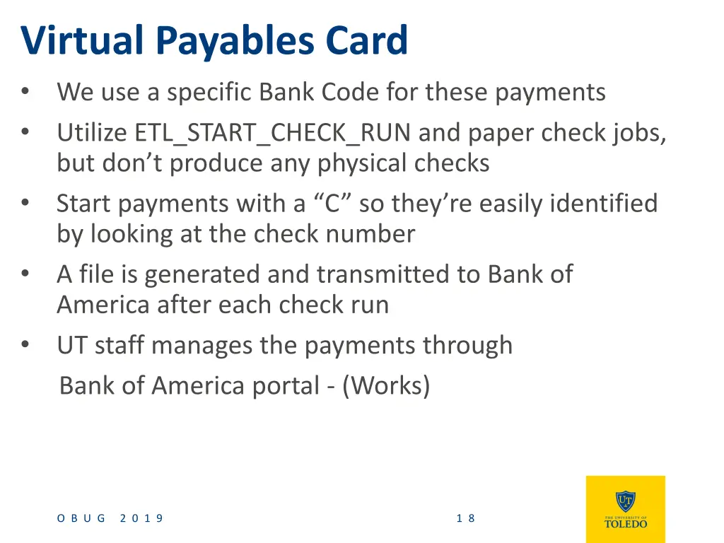 virtual payables card we use a specific bank code