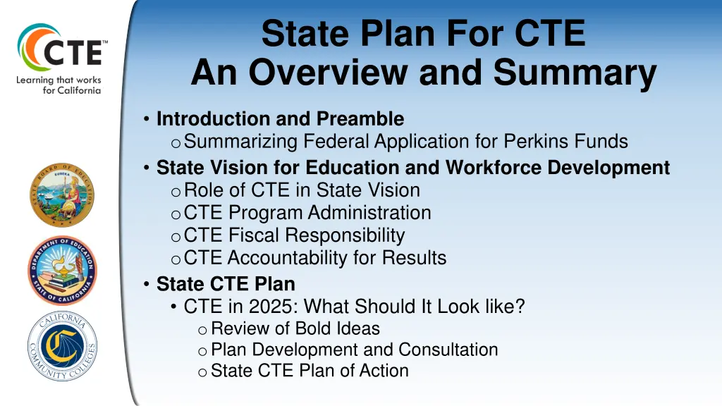 state plan for cte an overview and summary