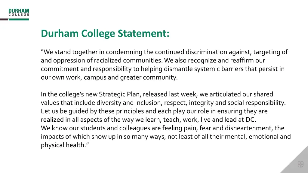 durham college statement