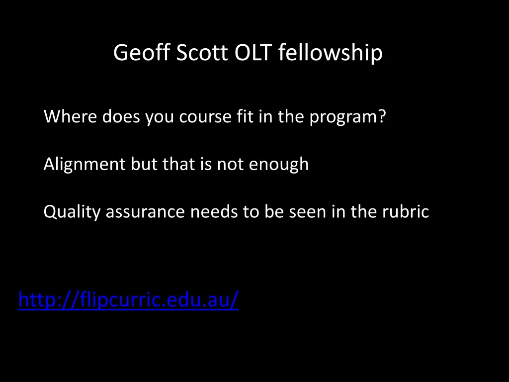 geoff scott olt fellowship