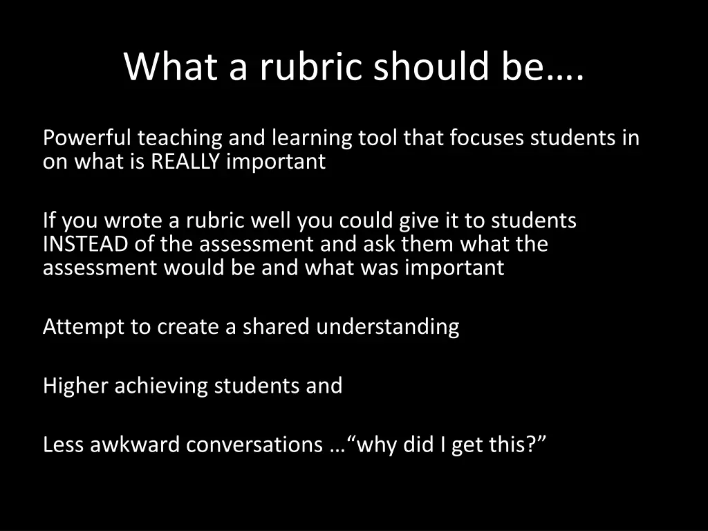 what a rubric should be