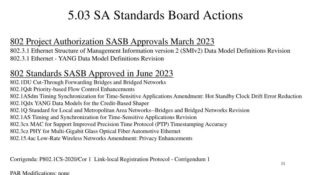 5 03 sa standards board actions