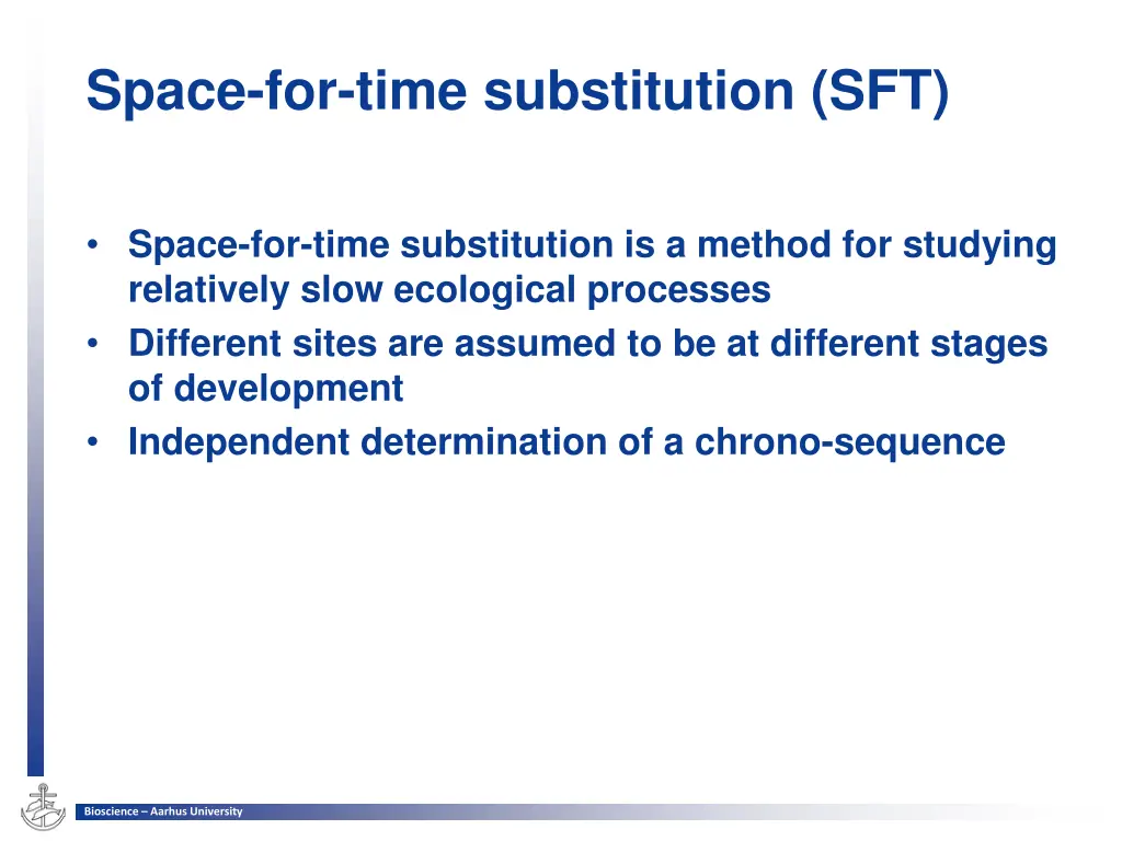 space for time substitution sft