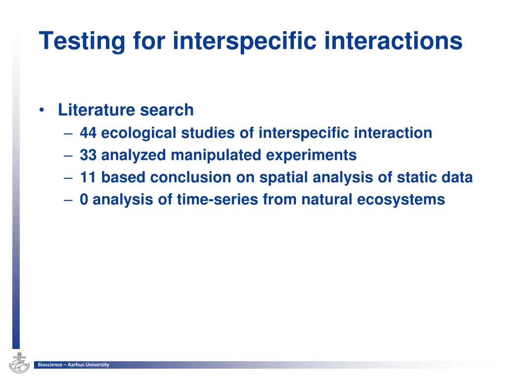 testing for interspecific interactions