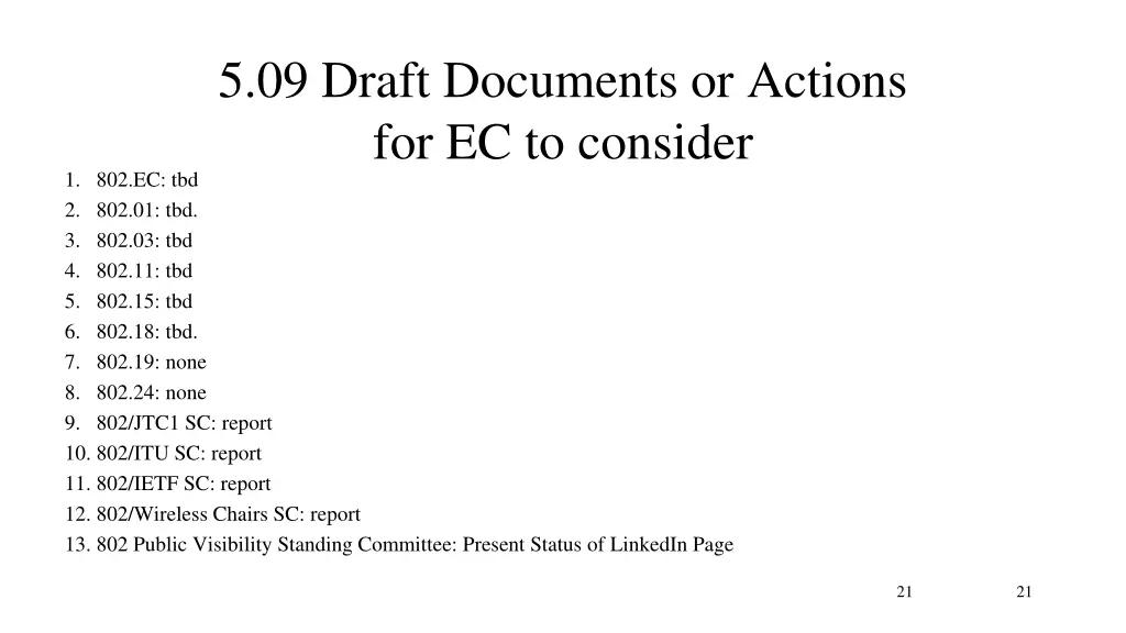 5 09 draft documents or actions for ec to consider