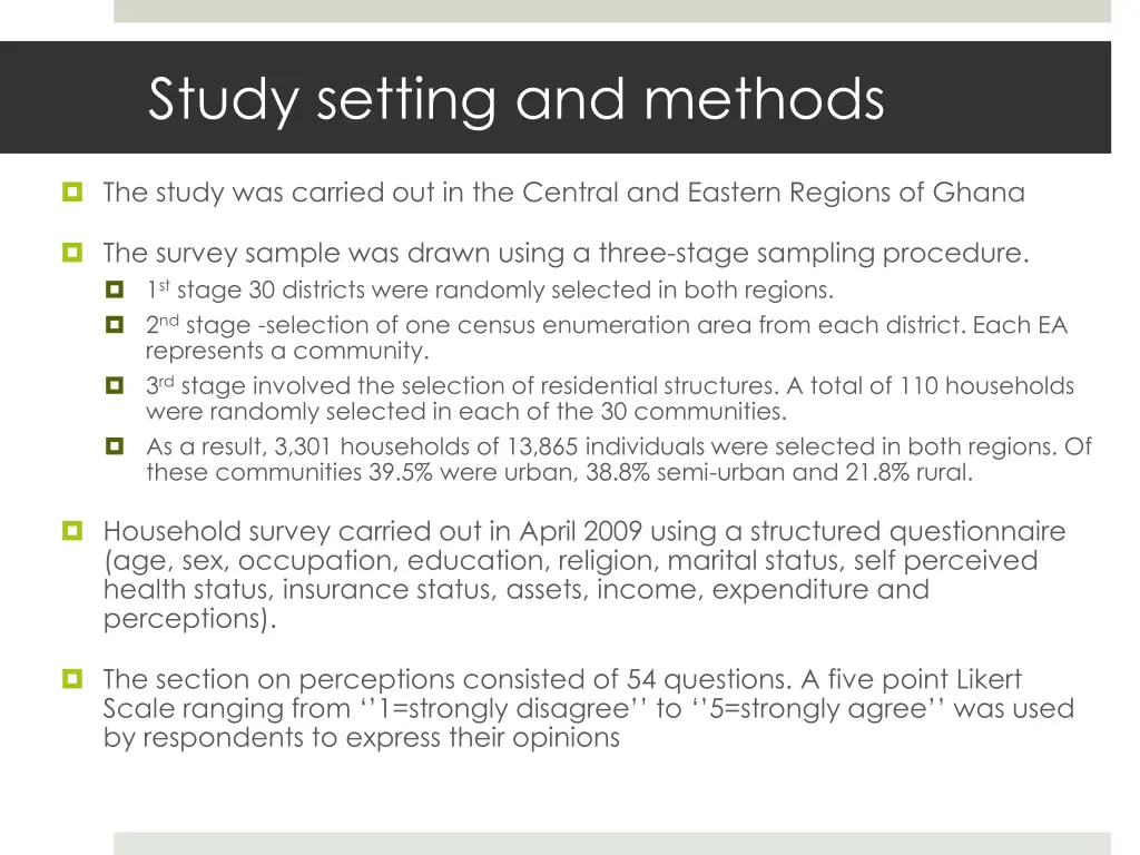 study setting and methods