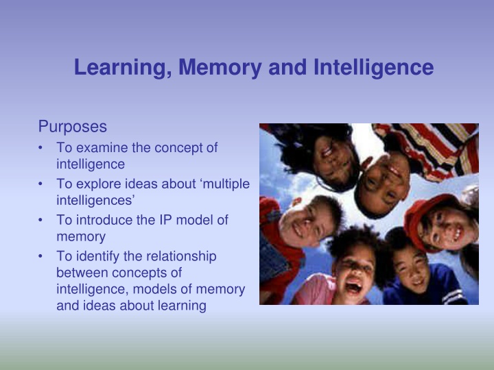 learning memory and intelligence