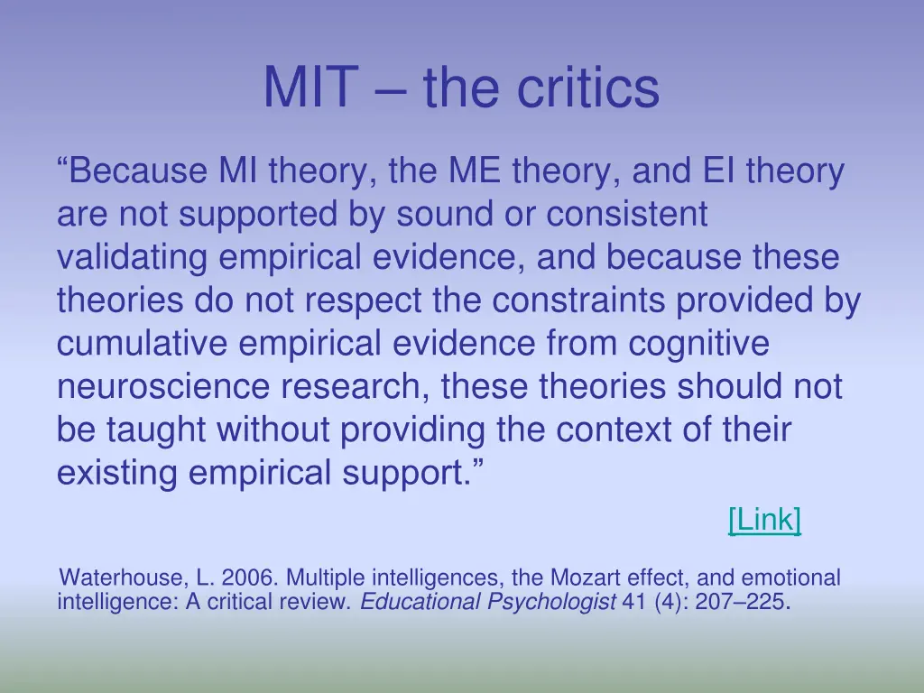 mit the critics