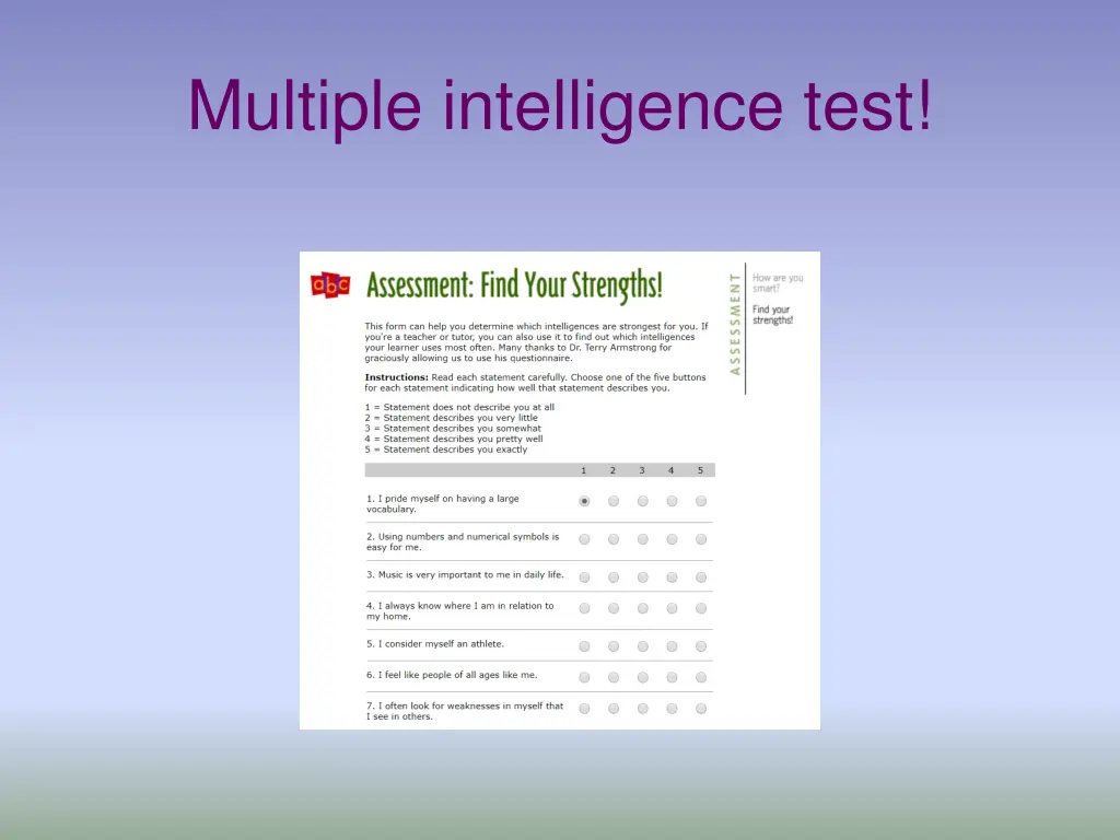 multiple intelligence test