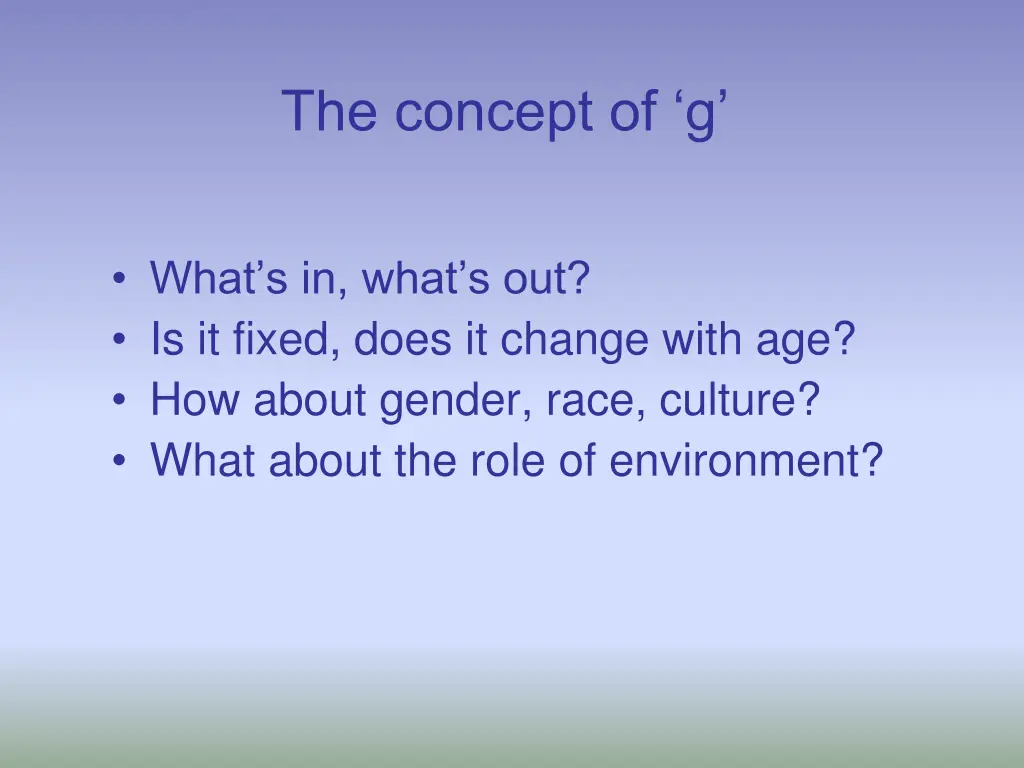 the concept of g