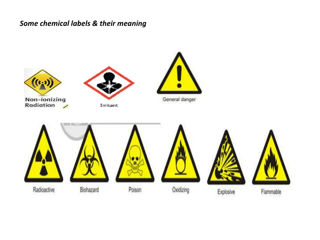 some chemical labels their meaning 1