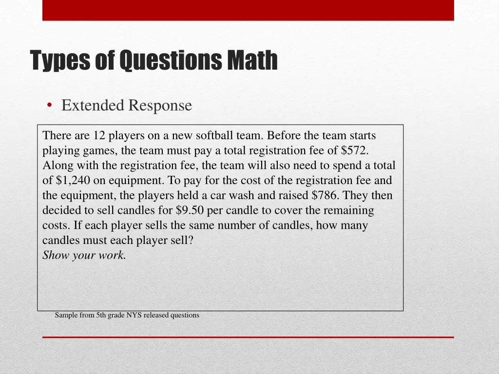 types of questions math 2